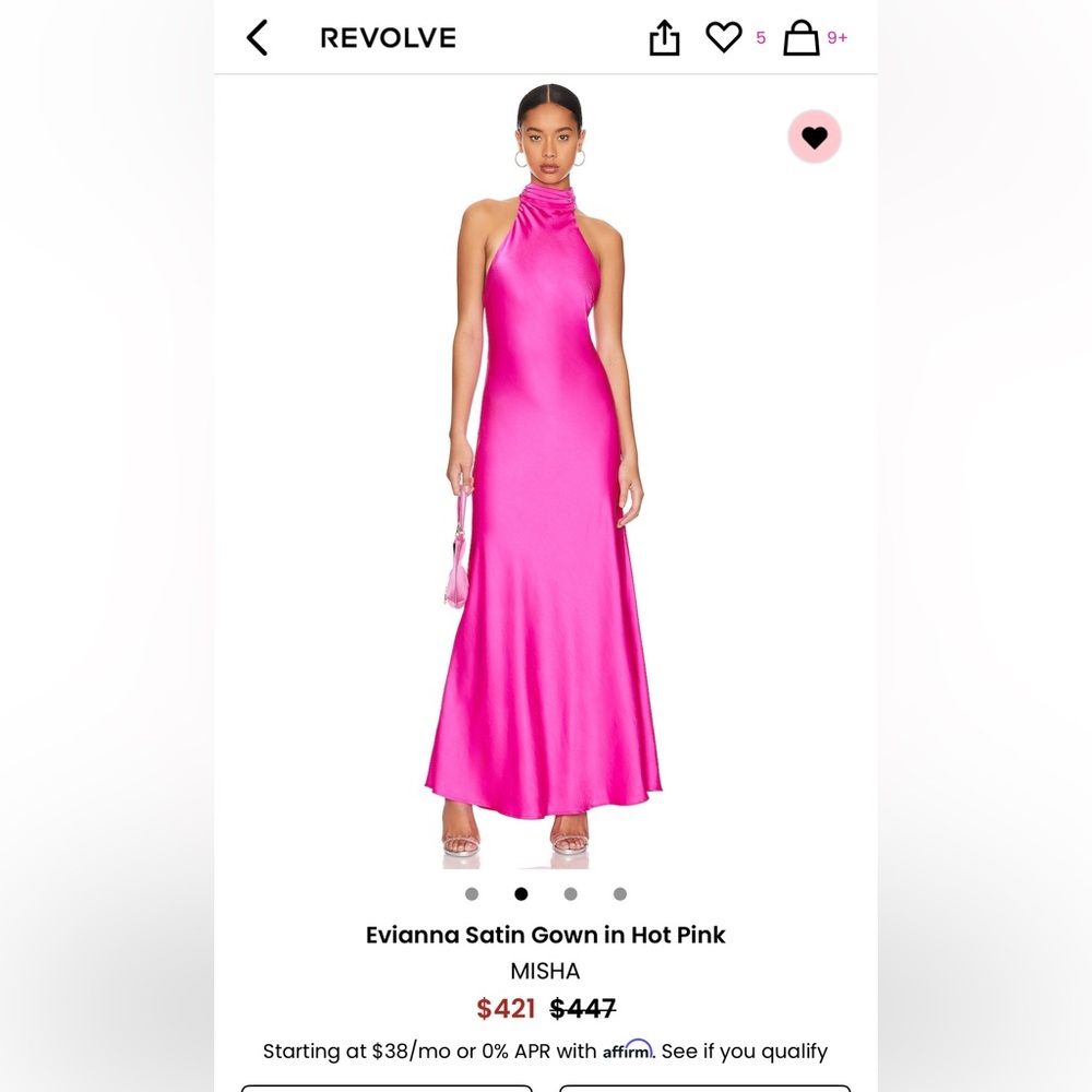 MISHA COLLECTION Pink Sleeveless Halter Maxi Dress for Prom